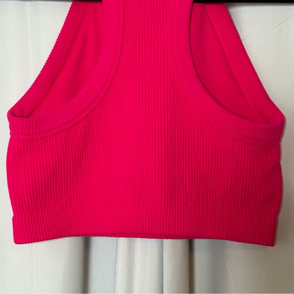 Aerie Superchill Seamless High Neck Bra Top XL Longline Hot Pink - Picture 7 of 11